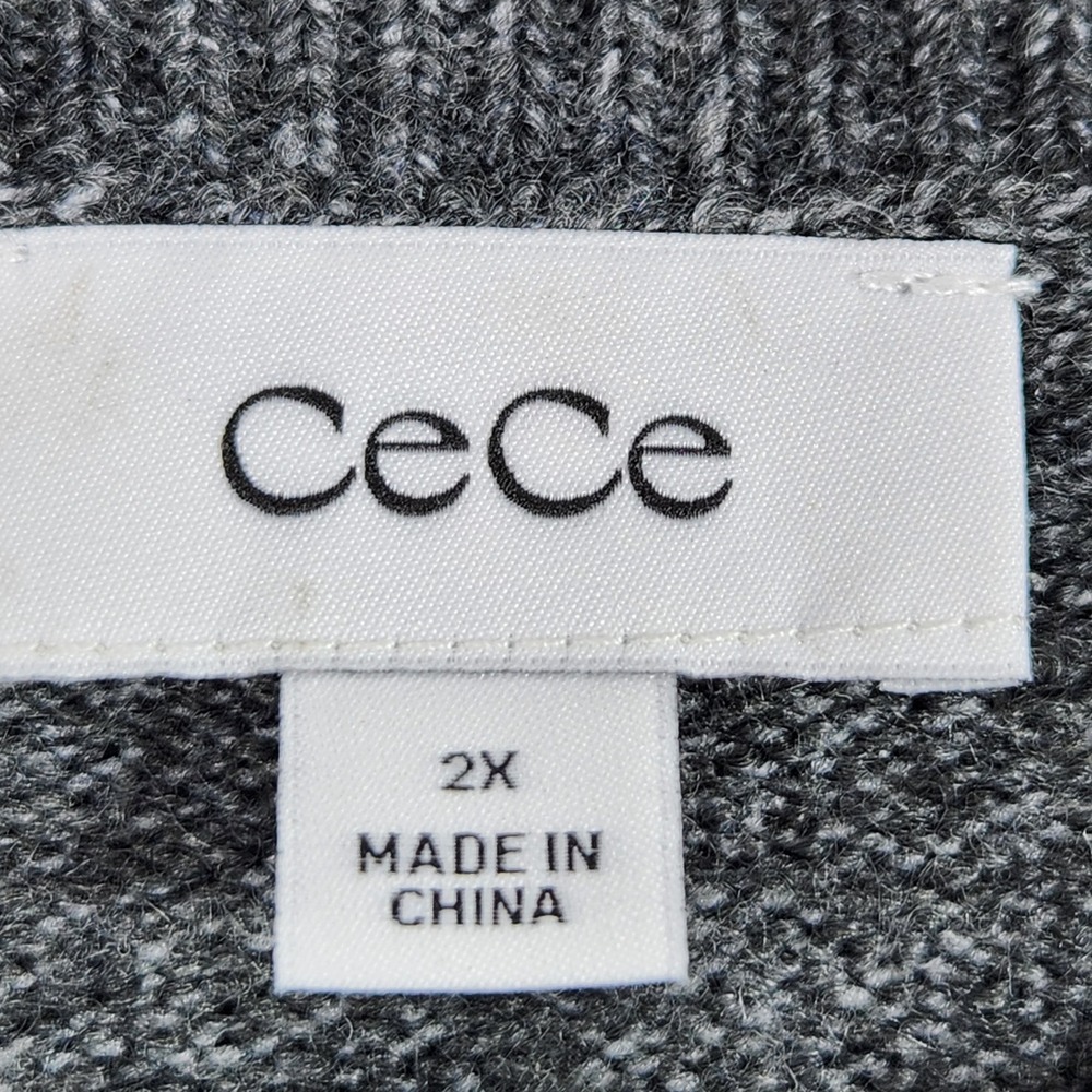 CeCe Bow Sweater Womens 2X Grey Velvet Bow Accents Coquette Chic Cottagecore New - Picture 5 of 9